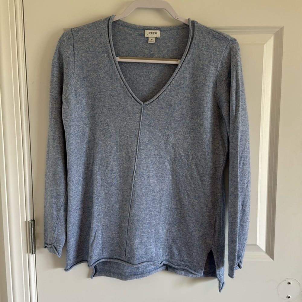 J.Crew Size Small V-Neck Light Blue Sweater Cotton/Wool/Nylon